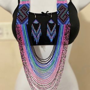 Handcrafted Bead necklace earrings set